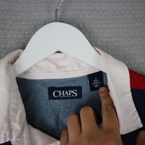 Chaps Ralph Lauren Rugby Polo Striped Longsleeve Mens Medium - Picture 4 of 7